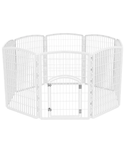 Iris Usa 34-inch Exercise 8-Panel Pet Playpen with Door, White