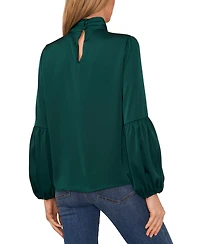 CeCe Women's Blouson-Sleeve Mock-Neck Blouse