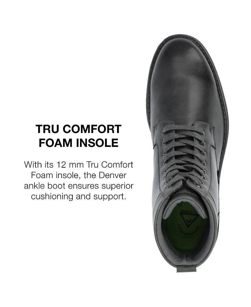 Vance Co. Men's Denver Tru Comfort Foam Plain Toe Lace-Up Ankle Boots