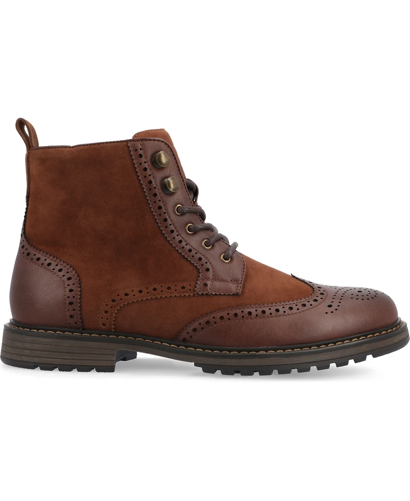 Vance Co. Men's Virgil Tru Comfort Foam Wingtip Lace-Up Ankle Boots
