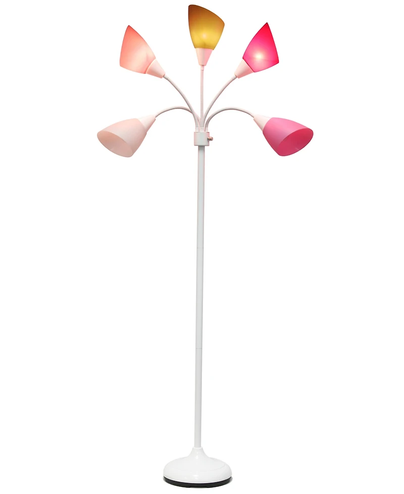 Simple Designs 5 Light Adjustable Gooseneck Floor Lamp with Shades