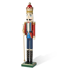 Glitzhome 54" H Wooden Christmas Glitter King Nutcracker