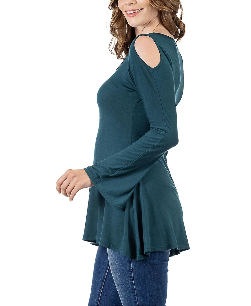 24seven Comfort Apparel Women's Criss Cross Long Sleeve Top