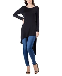 24seven Comfort Apparel Women's Long Sleeve Knee Length Tunic Top