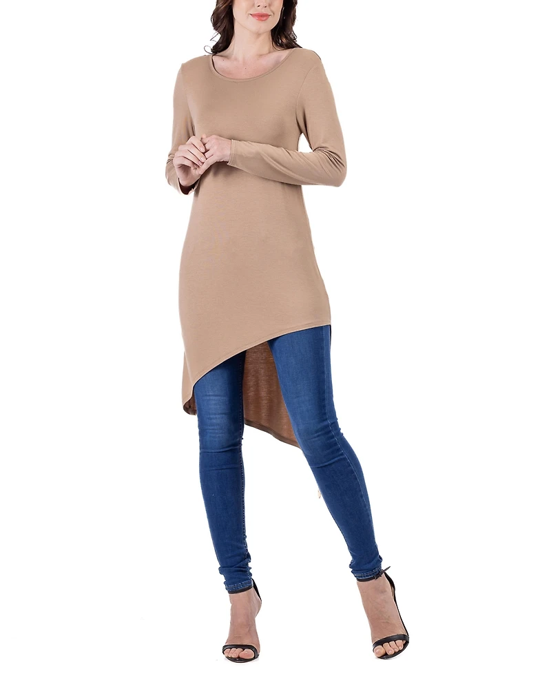 24seven Comfort Apparel Women's Long Sleeve Knee Length Tunic Top
