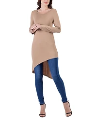 24seven Comfort Apparel Women's Long Sleeve Knee Length Tunic Top