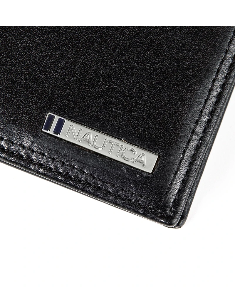 Nautica Men's Enameled Logo Leather Bifold Wallet