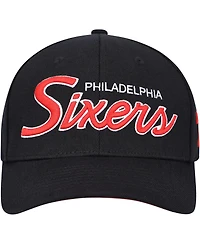 Men's Mitchell & Ness Black Philadelphia 76ers Mvp Team Script 2.0 Stretch-Snapback Hat