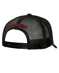 Men's Mitchell & Ness Black Chicago Bulls Hardwood Classics Gold Leaf Mesh Trucker Snapback Hat