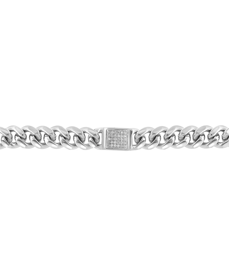 Effy Men's White Topaz Pave Curb Link Bracelet (1/3 ct. t.w.) in Sterling Silver