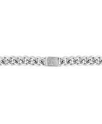 Effy Men's White Topaz Pave Curb Link Bracelet (1/3 ct. t.w.) in Sterling Silver