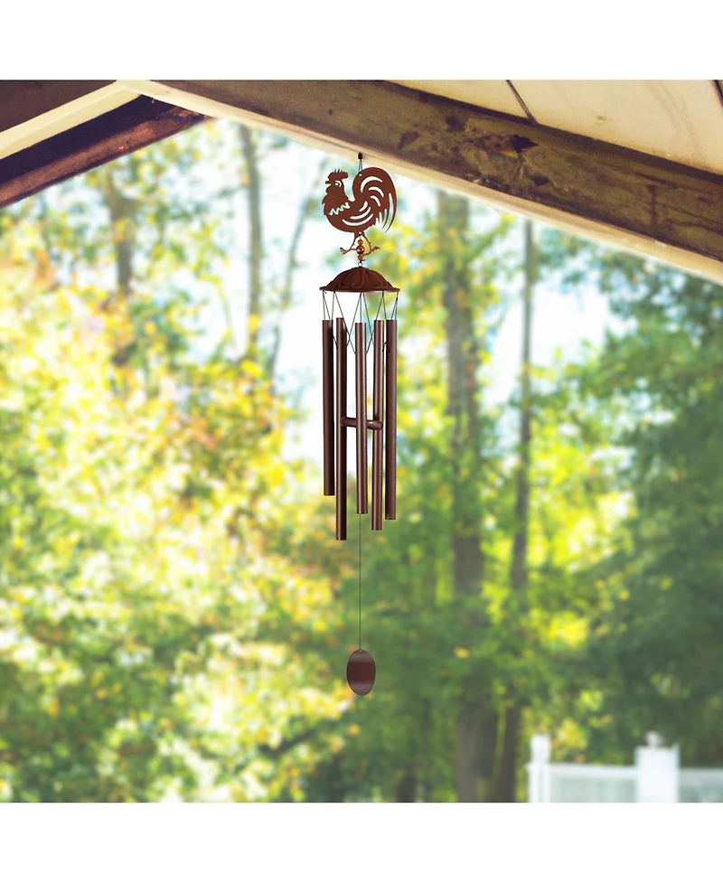 38" Long Metal Brown Rooster Silhouette Wind Chime