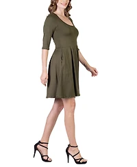 24seven Comfort Apparel Women's Three Quarter Sleeve Mini Dress