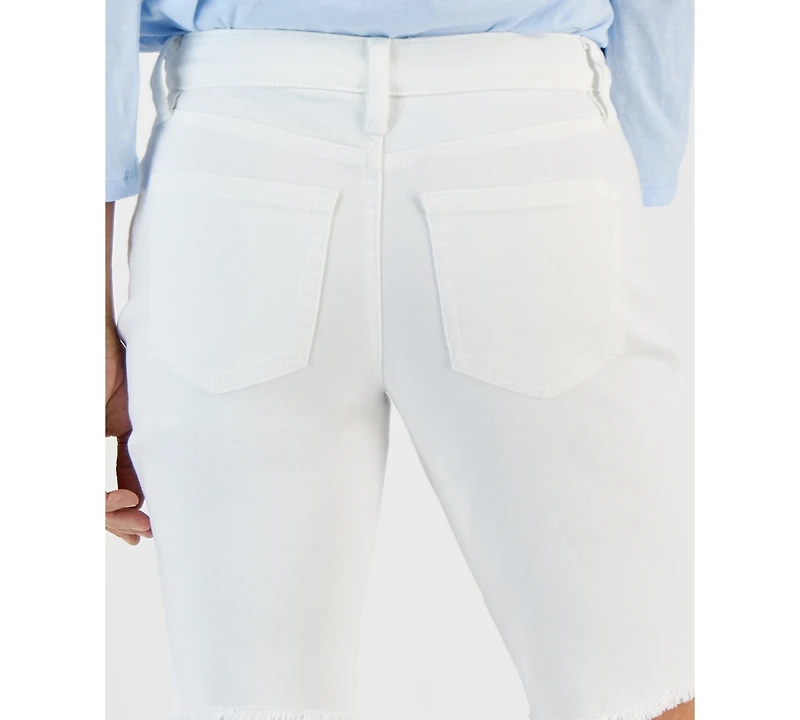 Style & Co Petite Raw-Edge Denim Bermuda Shorts, Created for Macy's