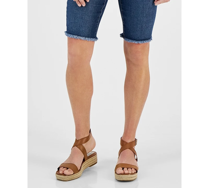 Style & Co Petite Raw-Edge Denim Bermuda Shorts, Created for Macy's