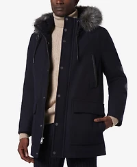 Marc New York Men's Dawson Hooded Parka with Faux-Leather & Faux-Fur Trim