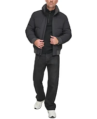 Marc New York Men's Sideling Stretch Crinkle Down Color Block Bomber Jacket