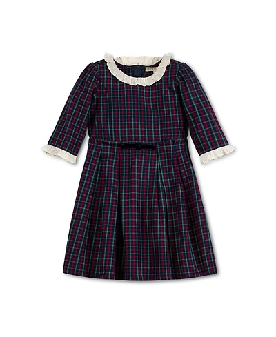 Hope & Henry Little Girls 3/4 Sleeve Ruffle Trim Party Dress, Toddler|Child