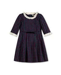 Hope & Henry Little Girls 3/4 Sleeve Ruffle Trim Party Dress, Toddler|Child