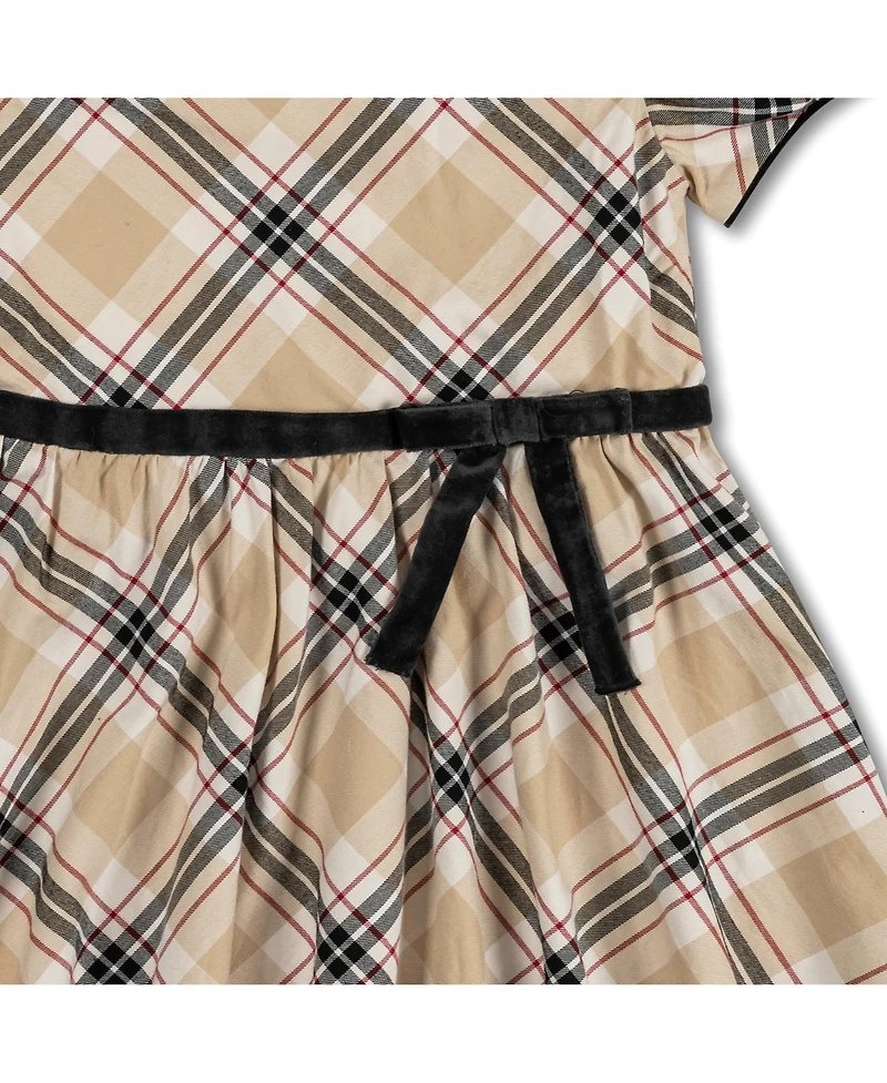 Hope & Henry Big Girls Puff Sleeve Party Dress with Velvet Trim