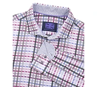 Michelsons of London Men's Regular-Fit Dobby Plaid Dress Shirt