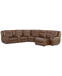 Closeout! Hansley 6-Pc Zero Gravity Leather Sectional with Power Recliner and Chaise, Created for Macy's