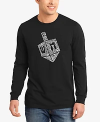 La Pop Art Men's Hanukkah Dreidel Word Long Sleeve T-shirt