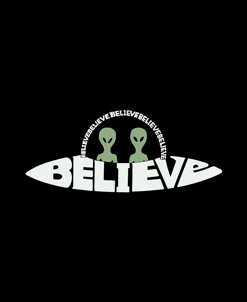La Pop Art Men's Believe Ufo Word Long Sleeve T-shirt