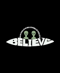 La Pop Art Men's Believe Ufo Raglan Baseball Word T-shirt