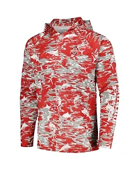 Men's Columbia Scarlet Ohio State Buckeyes Pfg Terminal Tackle Omni-Shade Rippled Long Sleeve Hooded T-shirt