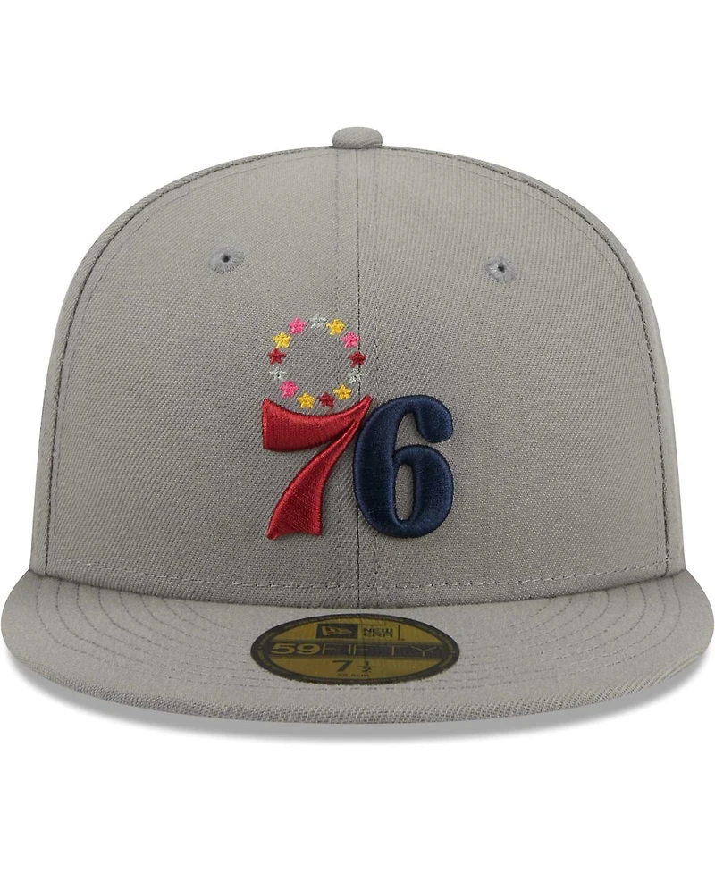 Men's New Era Gray Philadelphia 76ers Color Pack 59FIFTY Fitted Hat