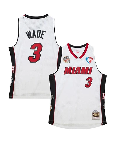 Men's and Women's Mitchell & Ness Dwyane Wade White Miami Heat Hall of Fame Class 2023 Throwback Swingman Jersey