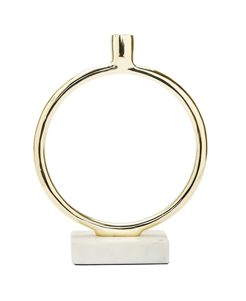 Circular Taper Candle Holder On Marble Base, 11.75" H