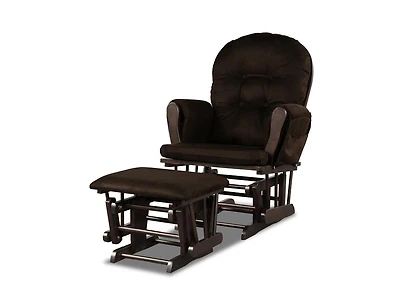 Wood Glider Chair and Ottoman Set with Padded Armrests Detachable Cushion
