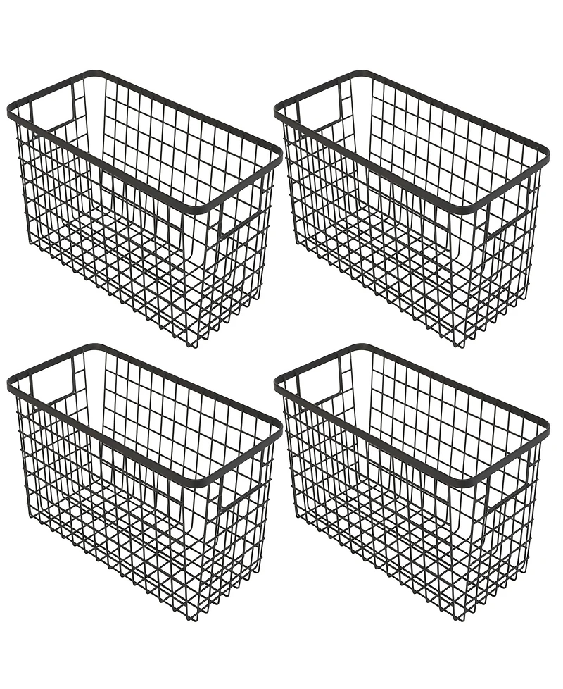 Smart Design Nestable 6" x 12" x 6" Basket Organizer with Handles, Set of 4