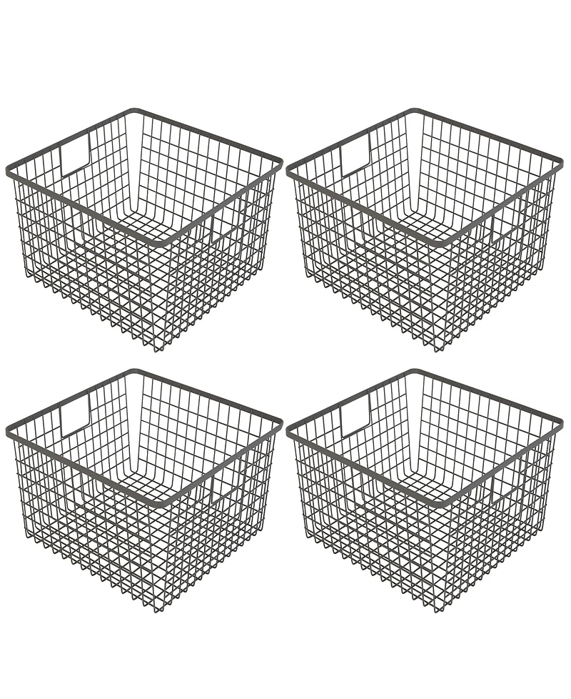 Smart Design Nestable 12 x 12 x 6 inch Basket Organizer with Handles - Set of 4