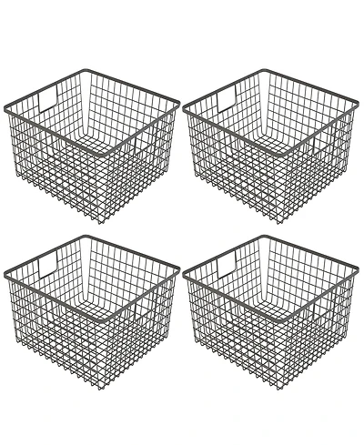Smart Design Nestable 12 x 12 x 6 inch Basket Organizer with Handles - Set of 4