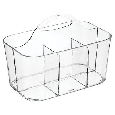 mDesign Small Plastic Divided Cosmetic Storage Organizer Caddy Tote Bin - Clear, Usa Made