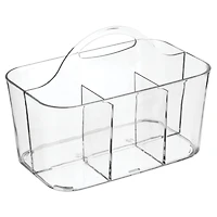 mDesign Small Plastic Divided Cosmetic Storage Organizer Caddy Tote Bin - Clear, Usa Made