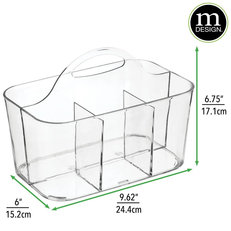 mDesign Small Plastic Divided Cosmetic Storage Organizer Caddy Tote Bin - Clear, Usa Made