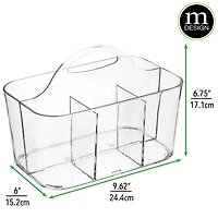 mDesign Small Plastic Divided Cosmetic Storage Organizer Caddy Tote Bin - Clear, Usa Made