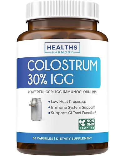 Healths Harmony Colostrum 30 Igg Capsules, Colostrum Supplement for Gut Health and Immune Support, Healths Harmony, 60ct