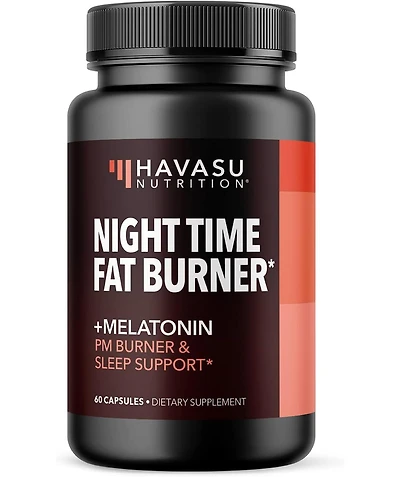 Night Time Fat Burner + Melatonin Capsules, Pm Burner and Night Suport, Havasu Nutrition, 60ct