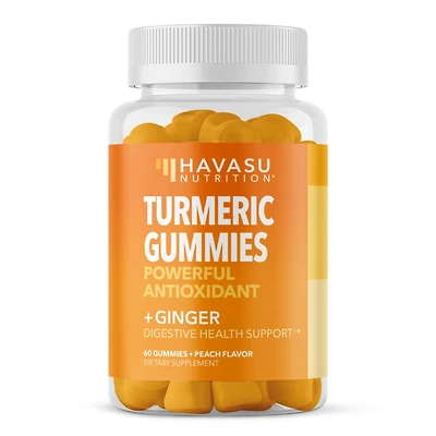 Turmeric & Ginger Gummies, Peach Flavor, Havasu Nutrition, 60ct