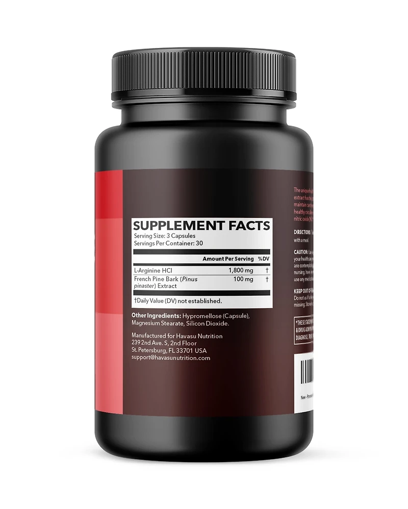 L-Arginine + Pine Bark Capsules, Havasu Nutrition, 90ct