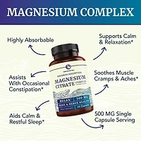 Nobi Nutrition Magnesium Complex Capsules, Magnesium Oxide, Magnesium Citrate, Nobi Nutrition, 60ct