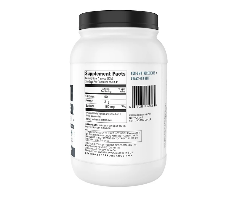 Bone Broth Protein, Left Coast Performance, Unflavored, 32 oz