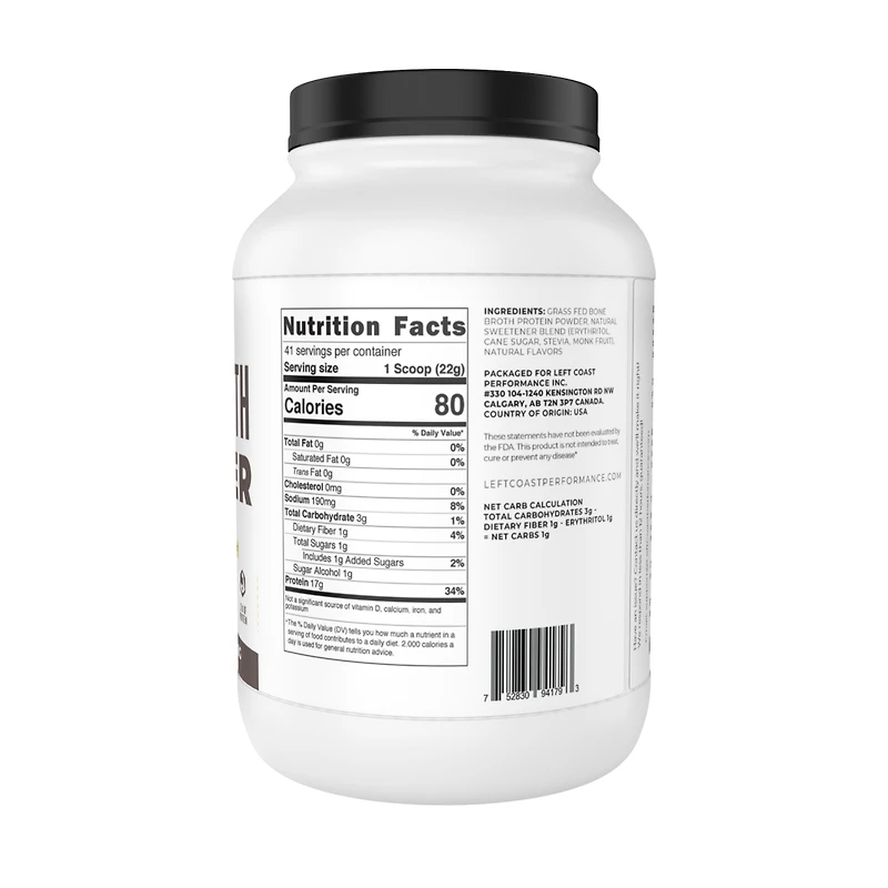 Bone Broth Protein, Left Coast Performance, Vanilla, 32oz