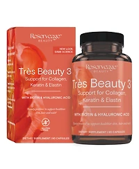 Reserveage Reserveage, Tres Beauty 3, Beauty Supplement for Hair, Skin and Nails with Collagen, Keratin and Biotin, Gluten Free, 90 Capsules (30 Servi