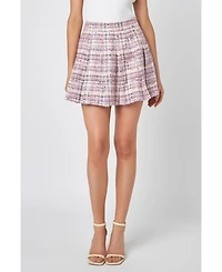 English Factory Women's Tweed Pleated Skirt